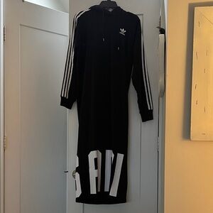 Adidas Black Hoodie Dress with White Accents